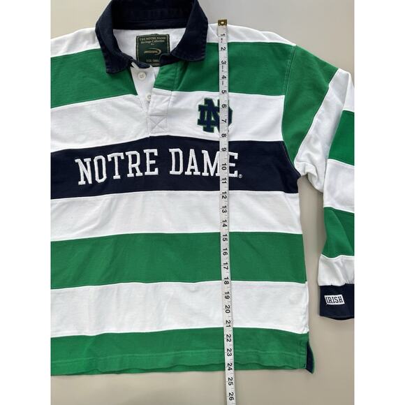 Notre Dame Striped Rugby Polo Shirt Mens Small Preppy Embroidered Smart Classic - Picture 3 of 11